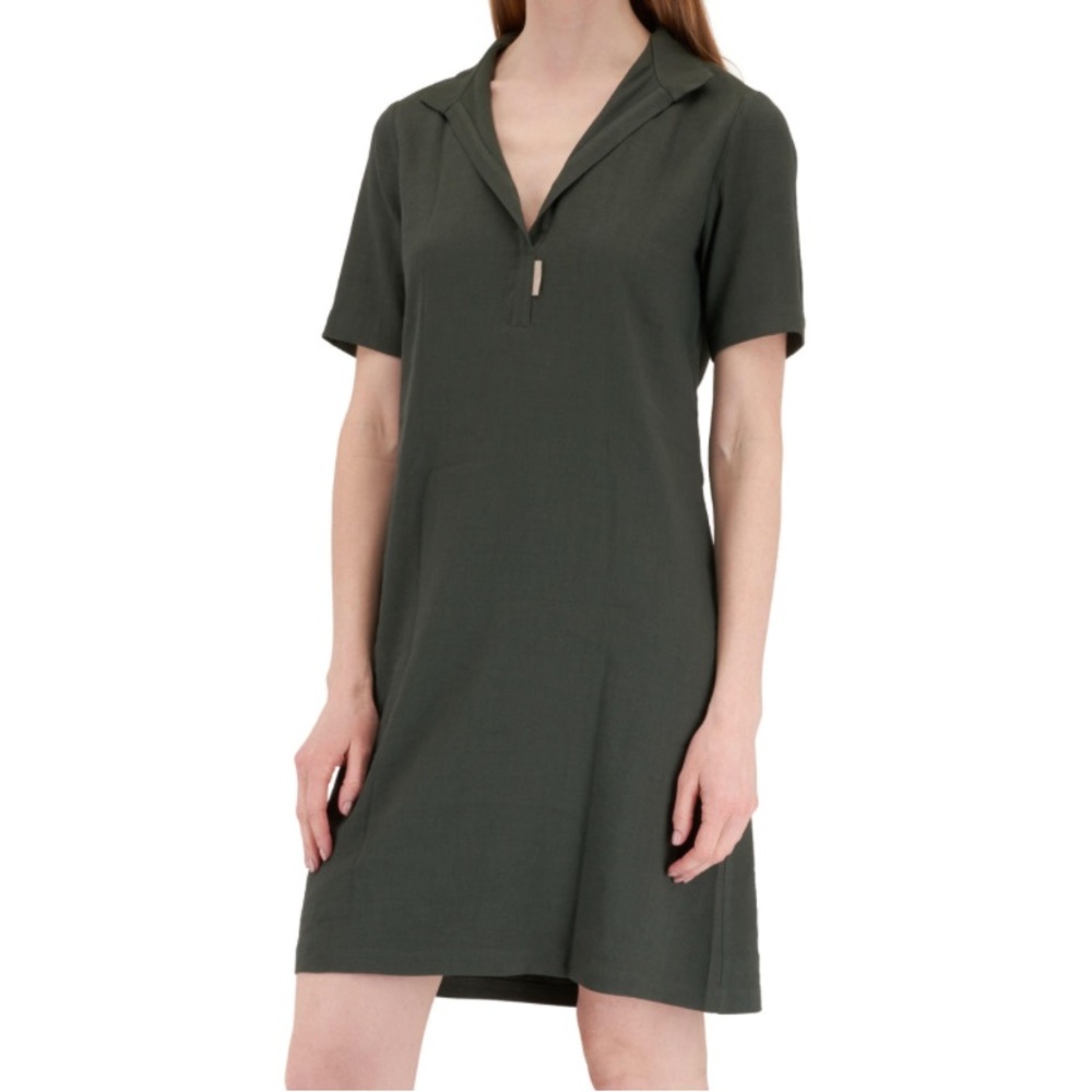 PETER COHEN Paola Green Stretch Linen Green Polo Dress